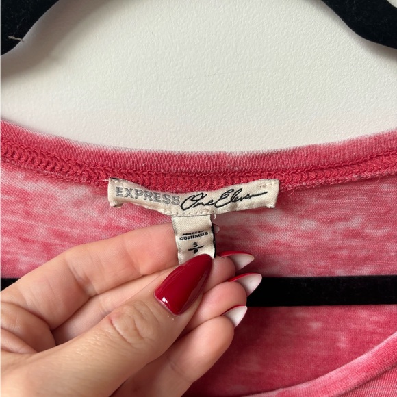 EXPRESS ONE ELEVEN BYE BABY BYE BURNOUT BOXY TEE Coral Short Sleeve Tee Shirt - Picture 4 of 5